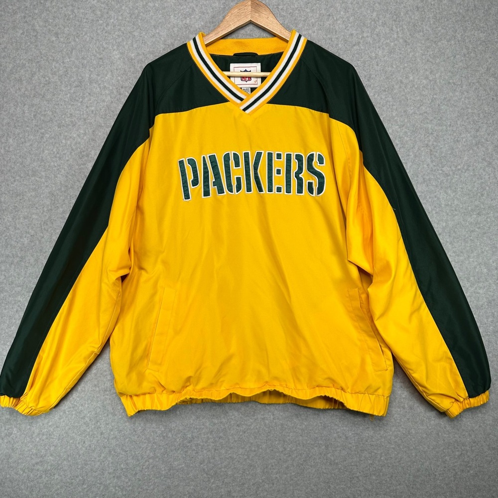 Vintage Y2K G-III Green Bay Packers Pullover Jacket XL V-Neck NFL Windbreaker